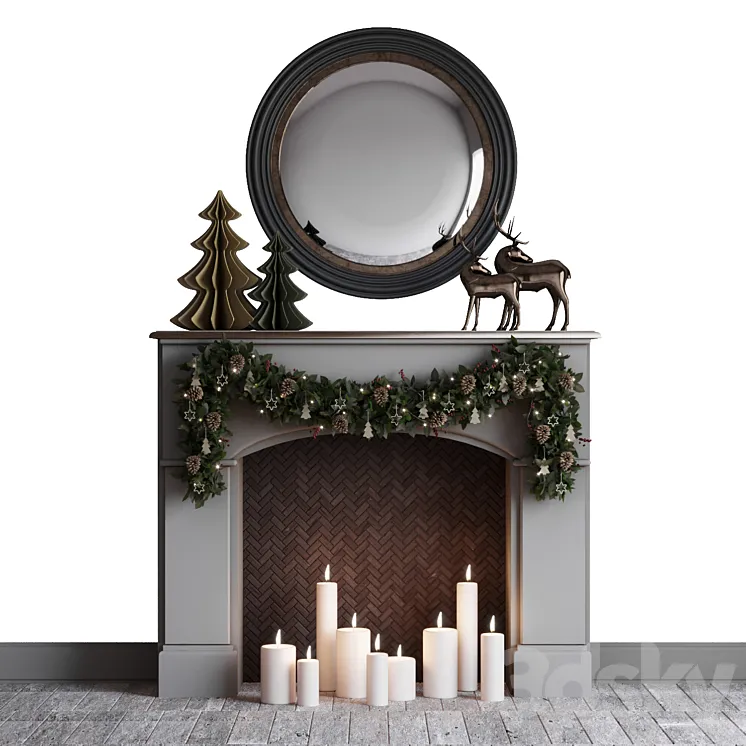 christmas mood fireplace 3DS Max