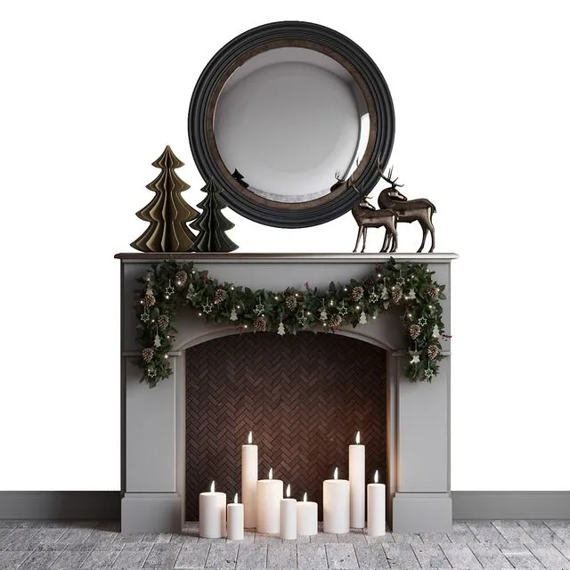 Christmas mood fireplace 3dsMax Model