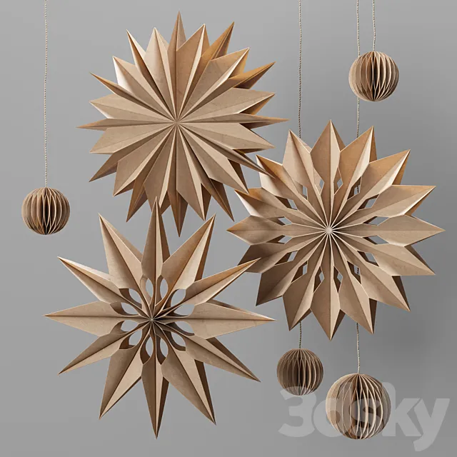 Christmas paper stars set 1 3ds Max
