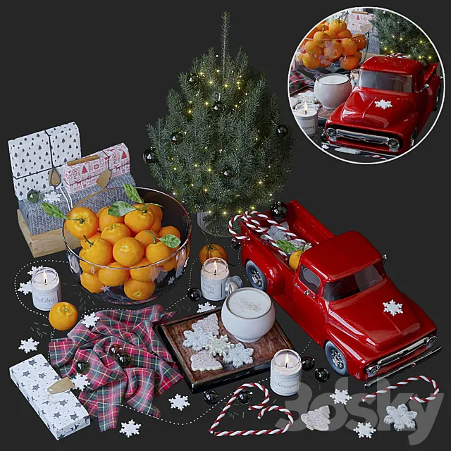 Christmas style decorative set 3DSMax File