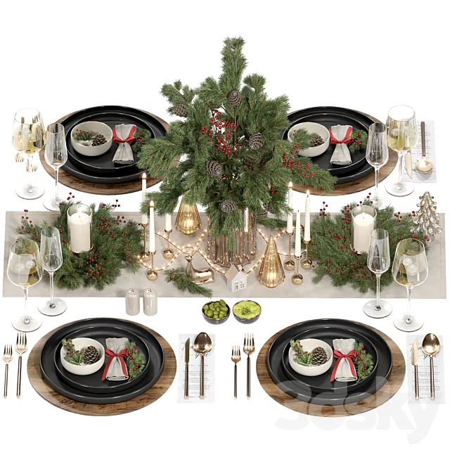 Christmas table setting 02 3dsMax Model