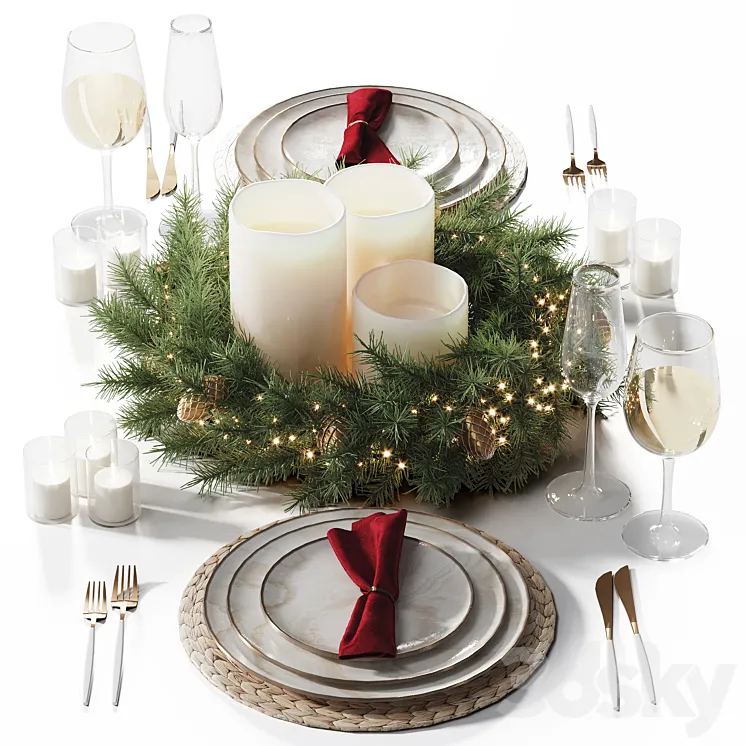 Christmas tableware 3DS Max