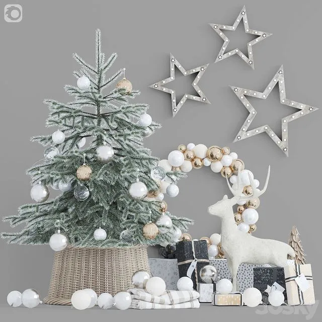 Christmas Tree 15 (Festive forest tree with gifts) 3dsMax Model