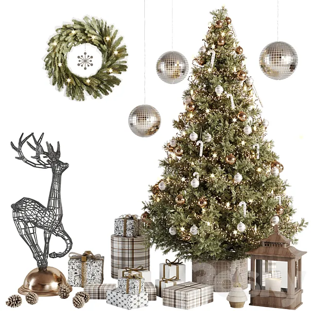 Christmas Tree and Decoration Set 010 3dsMax Model