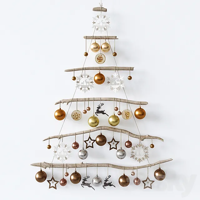 Christmas tree on the wall 3ds Max