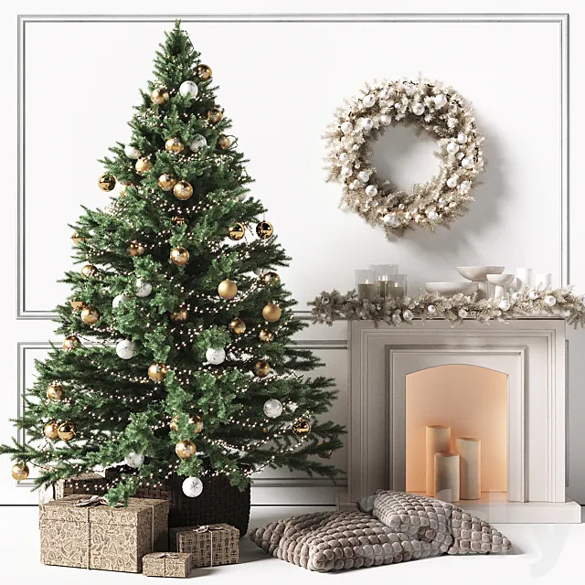 Christmas tree with a fireplace 3DS Max Model