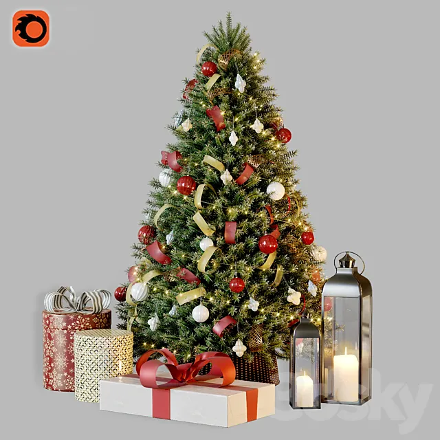 Christmas tree with decor 1 3DSMax File