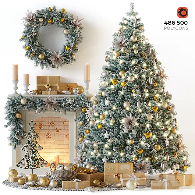 Christmas tree with fireplace 3ds Max