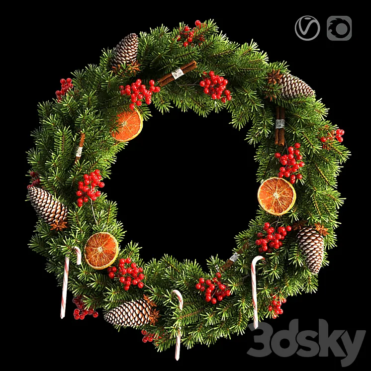 Christmas wreath 66cm 3DS Max