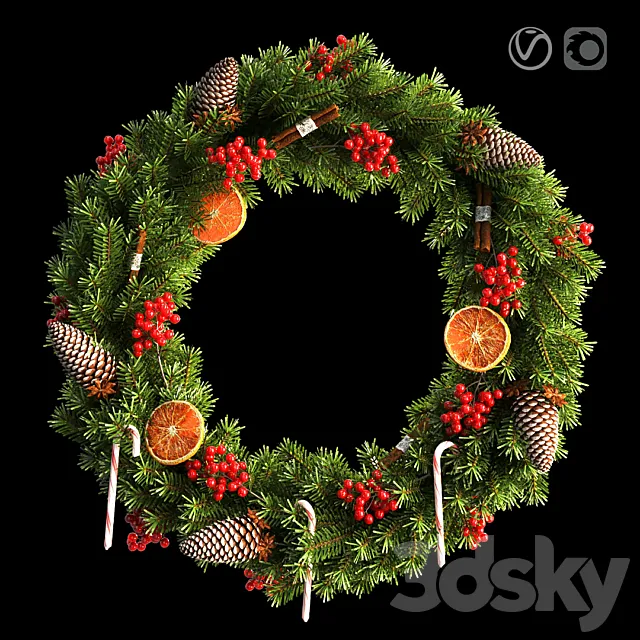 Christmas wreath 66cm 3DSMax File