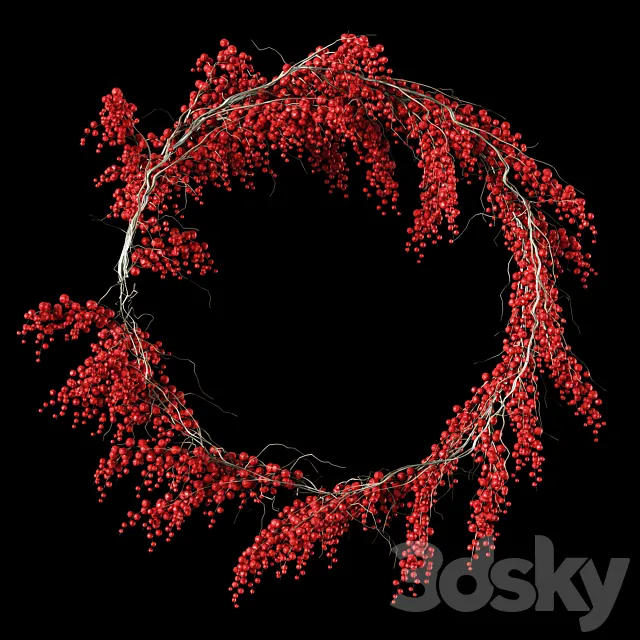 Christmas wreath of berries 3DSMax File