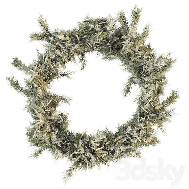 Christmas wreath of coniferous branches 3DSMax File