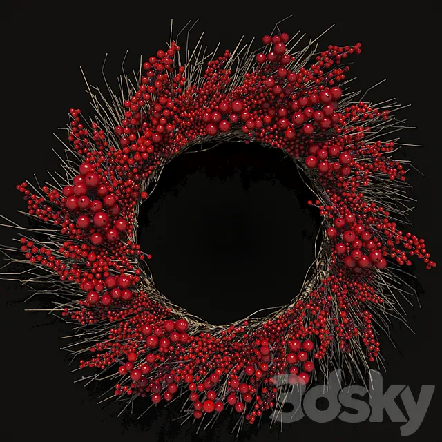 Christmas wreath of twigs of rowan 3DS Max Model