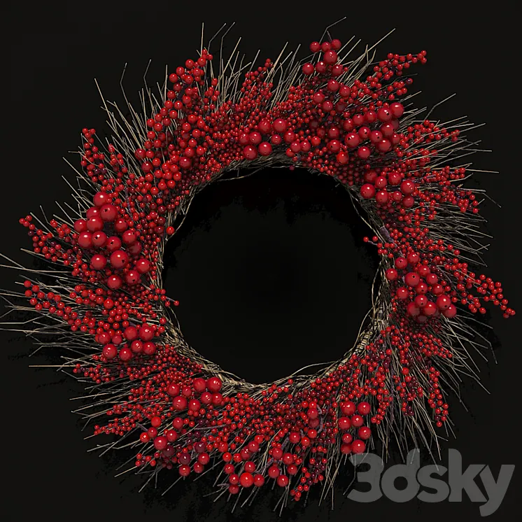 Christmas wreath of twigs of rowan 3DS Max