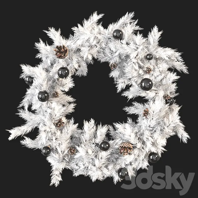 Christmas wreath with toys and pine cones 3ds Max