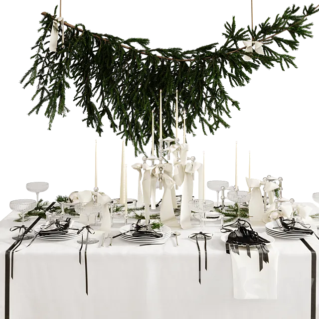 Christmas_New Year table setting 3ds Max