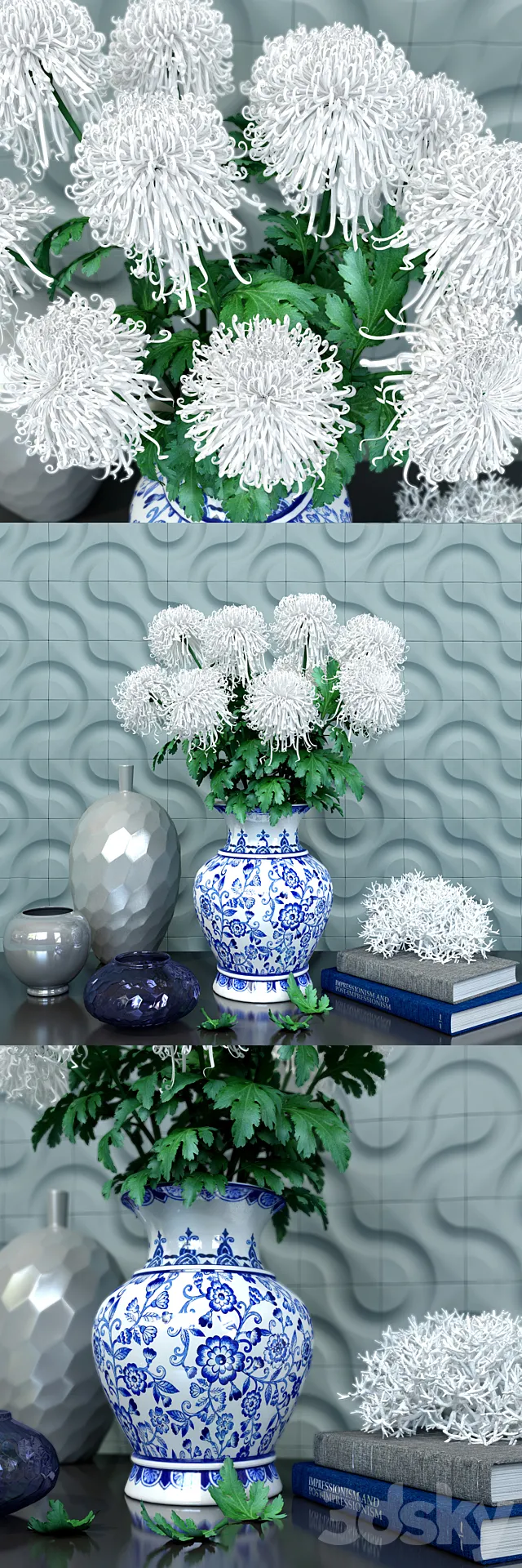 Chrysanthemum curly 3ds Max