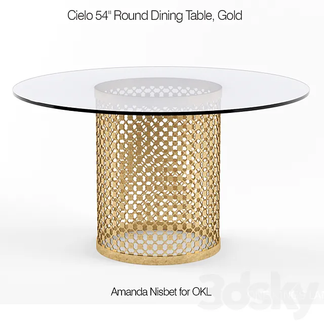 Cielo 54 Round Dining Table Gold 3DS Max Model