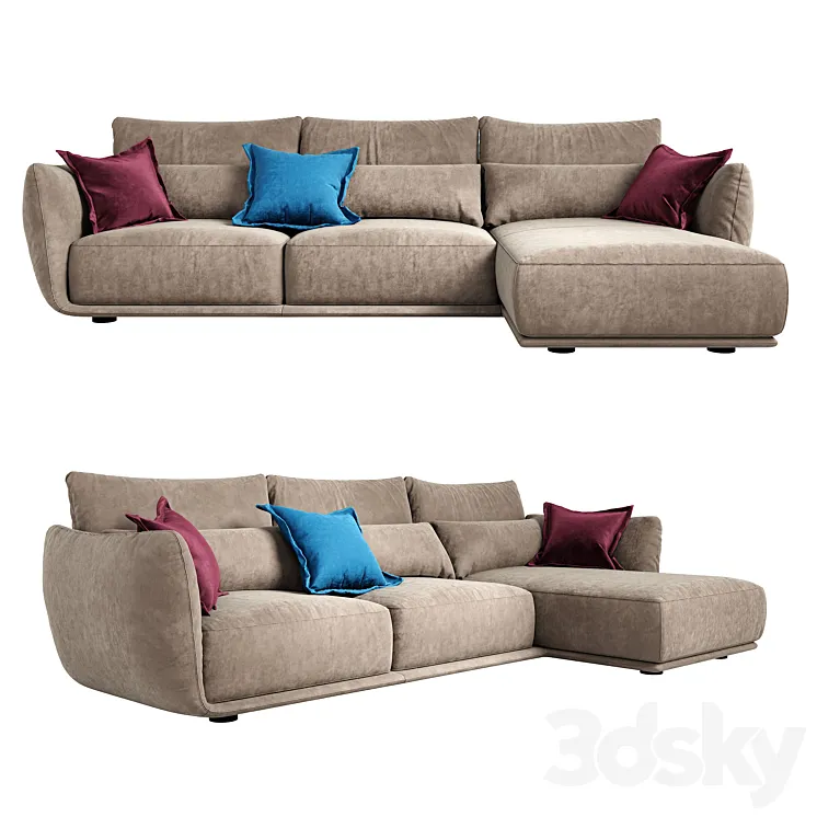 Cierre Clift sectional Sofa long chair left arm 3DS Max