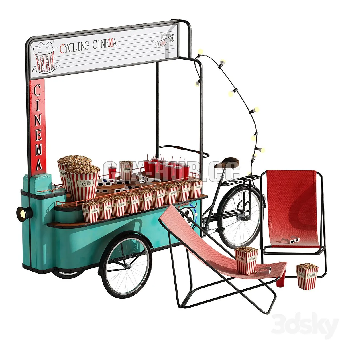 Cinema Cart set 1 3dsMax Model