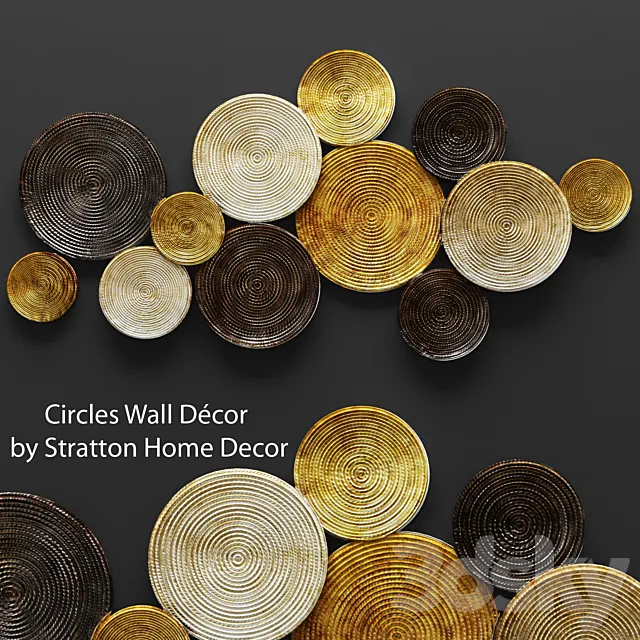 Circles Wall Decor. wall decor. disks. panels. picture. wall decor. gold. luxury. panel. design. metal decor 3DSMax File