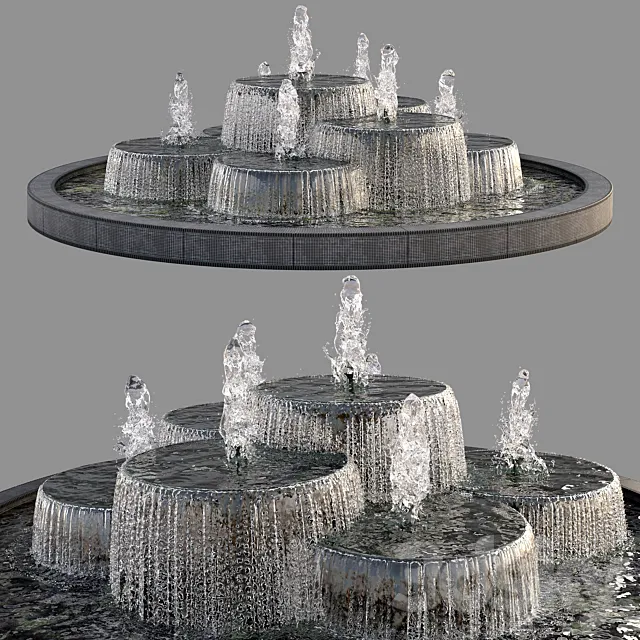 Circular Pond with Fountains 3DS Max Model