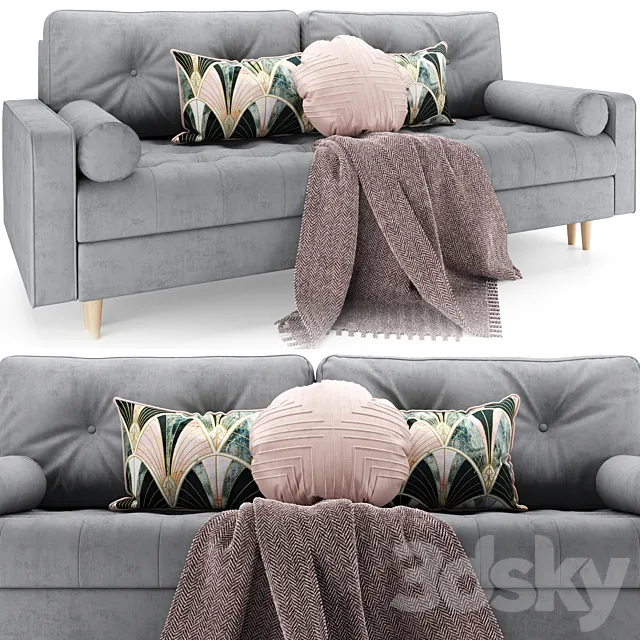 Citeno sofa in 6 colors (Smart Grafit _ Barhat Emerald _ Smart Blue _ Smart Seladon _ Barhat Salmon _ Velvet Light) from Divanru 3DS Max Model