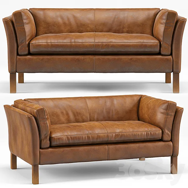 Clara Modern Classic Leather Upholstered Loveseat 3ds Max