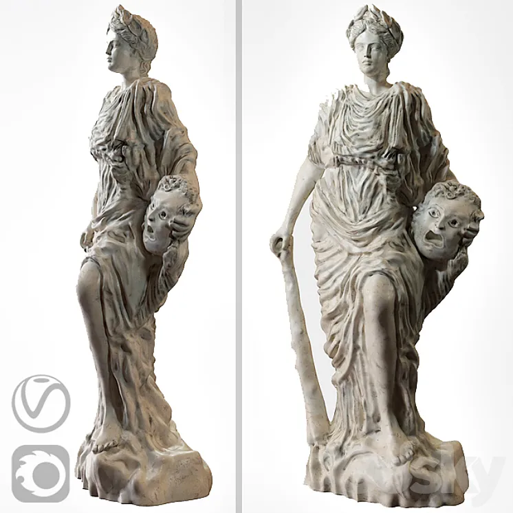 Classic Antique sculpture (Melpomene) vray + corona 3DS Max
