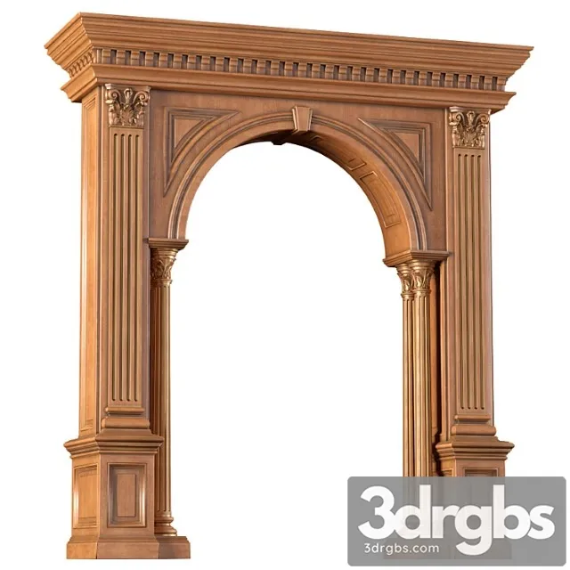 Classic arched doorway made of wood. arch in classic style 3dsmax Download