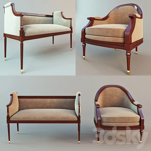 Classic armchair and stool 3DSMax File