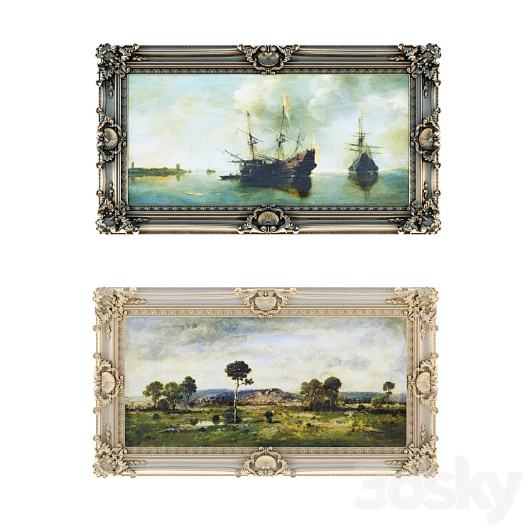 Classic baguette a frame for framing paintings and mirrors 3DS Max