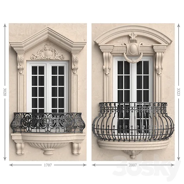 Classic balconies 2 3dsMax Model