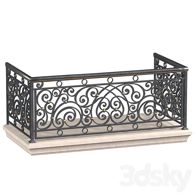 Classic balcony Forged Fence 3ds Max