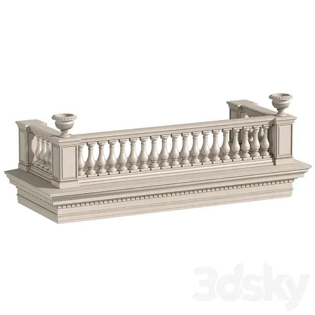 Classic balcony with balustrade. Classic balcony balustrade 3ds Max