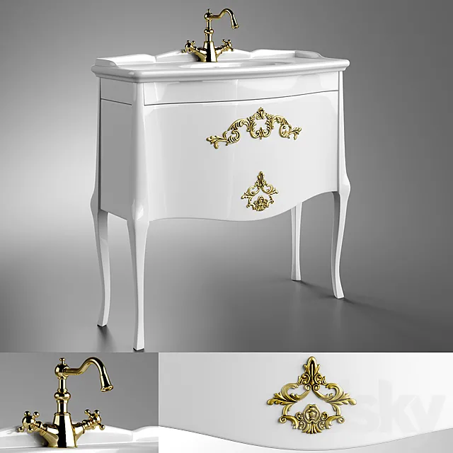 Classic bath sink with Cabinet 3ds Max