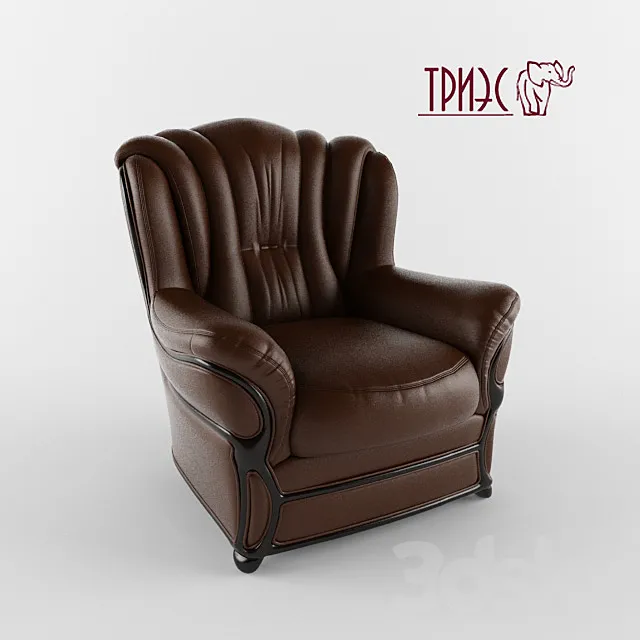 Classic chair made of genuine leather with wooden décor Diana 6 (Factory TRIES) 3ds Max