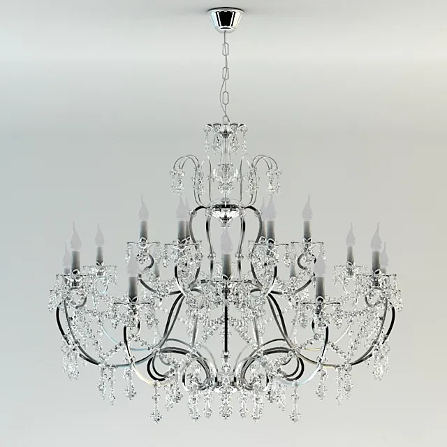 Classic chandelier in chrome 3DS Max Model