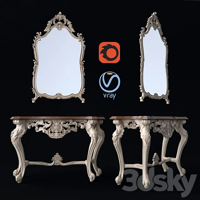 Classic console with mirror 3ds Max