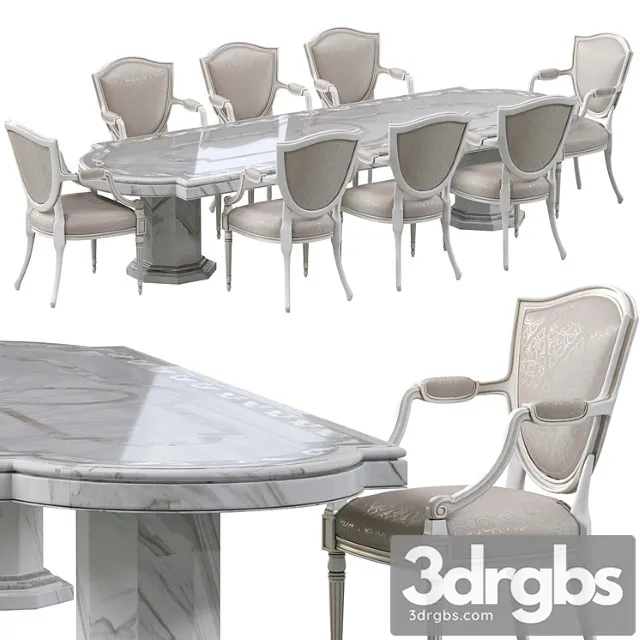 Classic Dining Chair And Marble Table 3dsmax Download