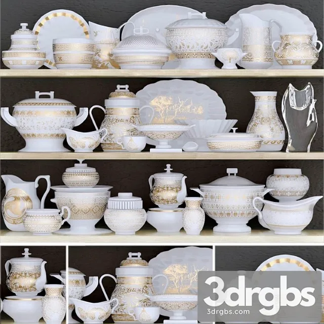Classic dinnerware set with porcelain and gold leaf 5