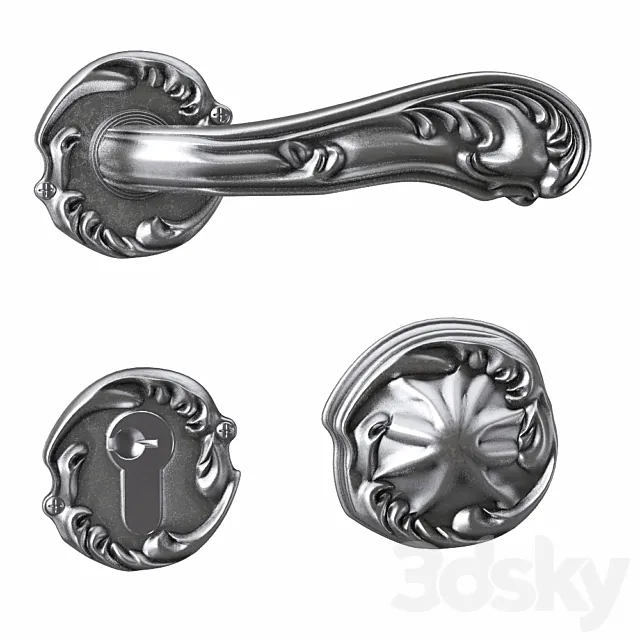 Classic Door Handle in silver 3ds Max