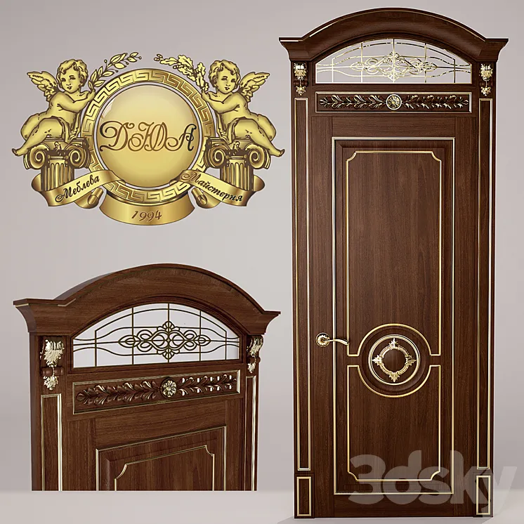 Classic door with carvings and gold patalyu 3DS Max