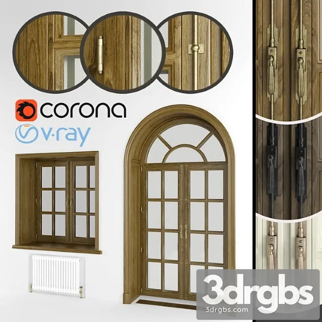 Classic eurowindows and arched door 3 colors 3dsmax Download