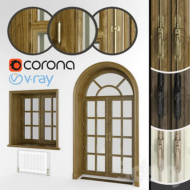 Classic eurowindows and arched door. 3 colors 3DSMax File