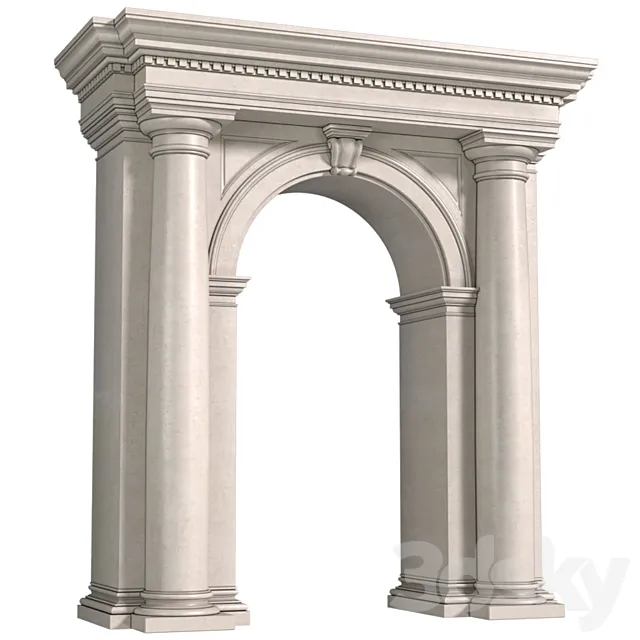 Classic facade arched opening with columns. Arched stone doorway 3dsMax Model