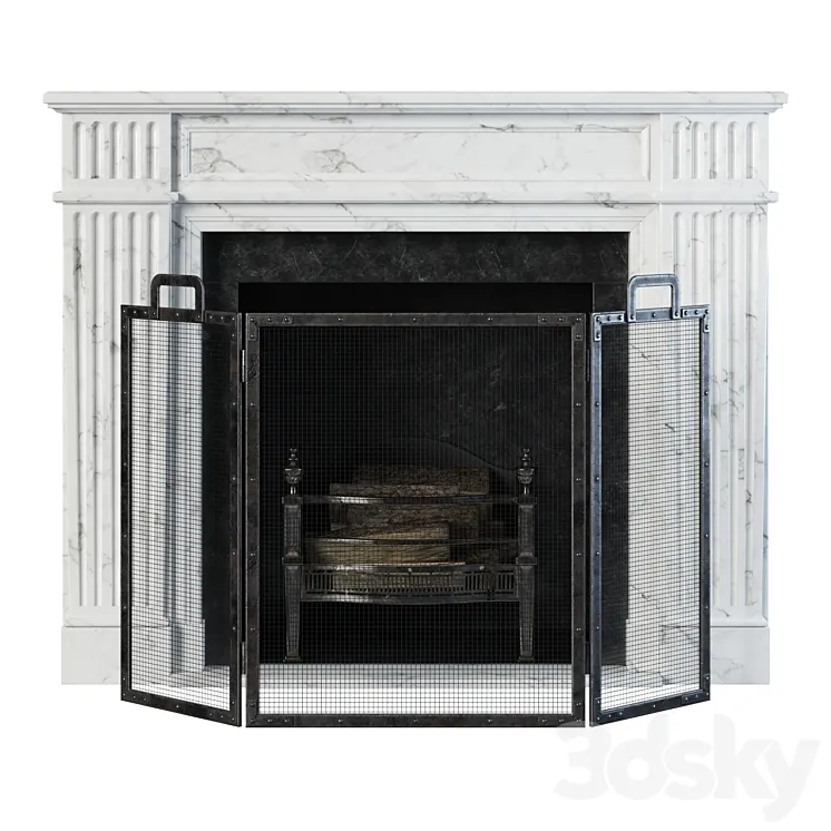 Classic fireplace white marble 3DS Max