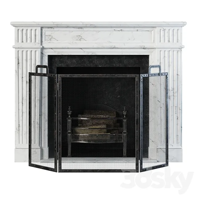 Classic fireplace white marble 3DSMax File