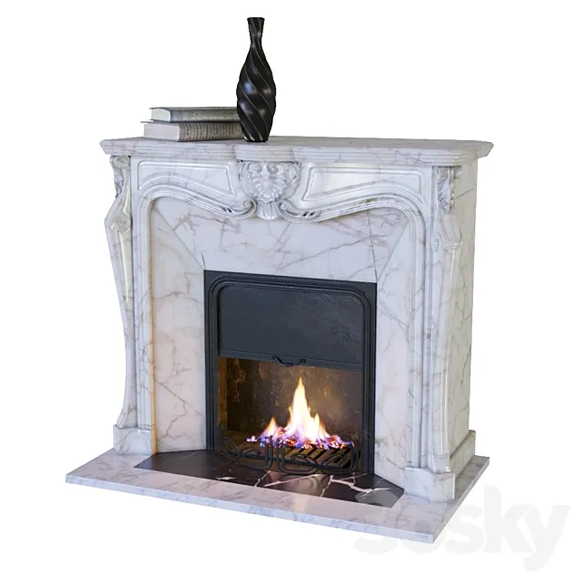 Classic fireplace with decor 3DSMax File