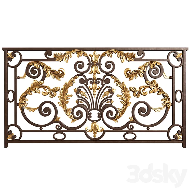Classic forging wrought iron railing 3DS Max